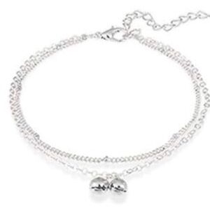 Anklet beaded silver tone double chain ankle bracelet NEW